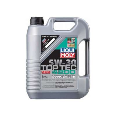 Масло моторное LIQUI MOLY TopTec 4200 Diesel SAE 5W-30 HC-Cинтетическое API CF; ACEA C3; BMW Longlife-04; MB-Freigabe 229.51 5 л.