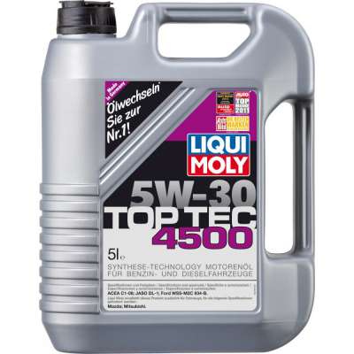 Масло моторное LIQUI MOLY TopTec 4500 SAE 5W-30 Cинтетическое ACEA C1-08/ JASO DL-1/ Ford WSS-M2C-934-B 5 л.