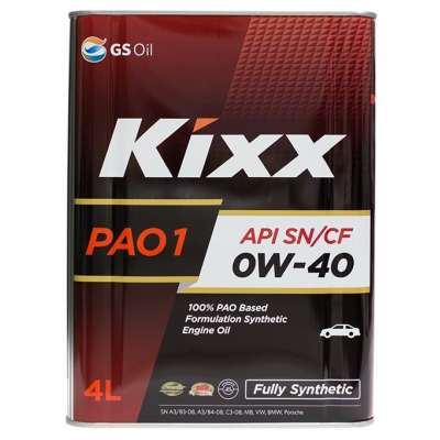 Масло моторное Kixx PAO 1 0w-40 API SN, ACEA A3/B4/C3 4л L208444TE1