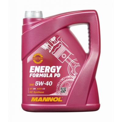 Масло моторное MANNOL HC-синтетическое малозольное ENERGY FORMULA PD SN/SM/CF 5W-40, 5 л