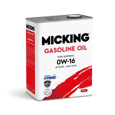 Моторное масло Micking Gasoline Oil MG1 0W-16 синтетическое API SP/RC для бензиновых двигателей 4л., арт M2112