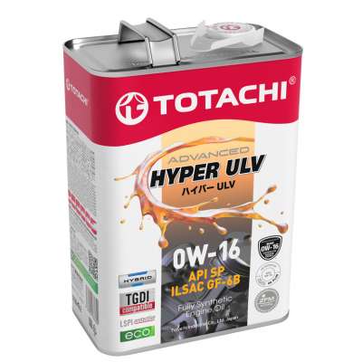 Масло моторное TOTACHI Hyper ULV, Синтетическое, 0W-16, SP/GF-6B, 4 л