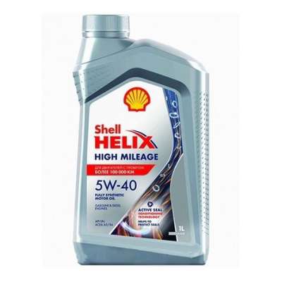 Масло моторное SHELL Helix High Mileage, синтетическое, 5W-40, SN, 1 л