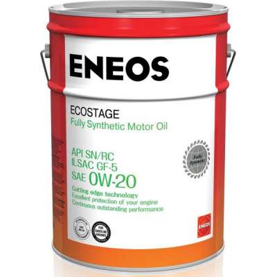 Масло моторное ENEOS Ecostage, синтетическое, 0W-20, SN, 20 л