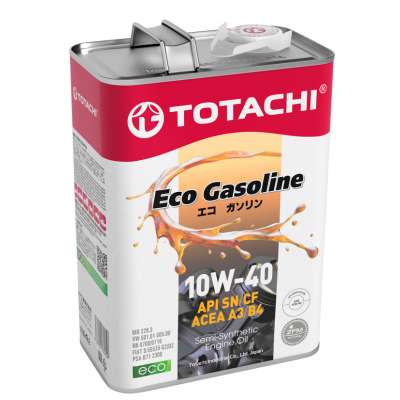 Масло моторное TOTACHI Eco Gasoline, полусинтетическое, 10W-40, SN/CF, 4 л