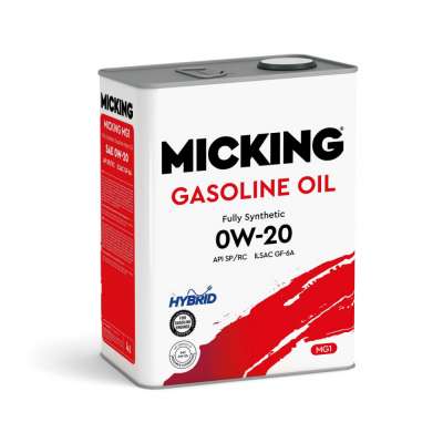 Моторное масло Micking Gasoline Oil MG1 0W-20 синтетическое API SP/RC для бензиновых двигателей 4л., арт M2117