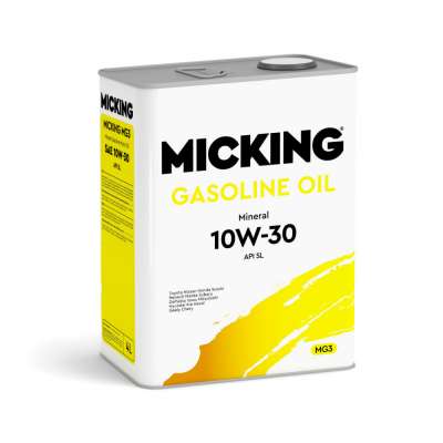 Моторное масло Micking Gasoline Oil MG3 10W-30 минеральное API SL для бензиновых двигателей 4л., арт M2167