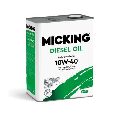 Моторное масло Micking Diesel Oil PRO1 10W-40 синтетическое API CJ-4/CI-4/CH-4 ACEA E7 A3/B3 для дизельных двигателей 4л., арт M1134