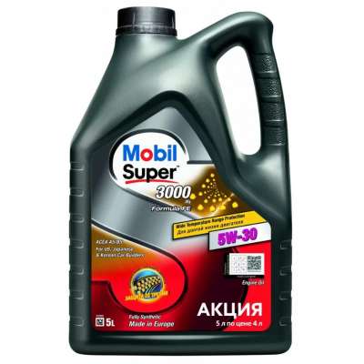 Масло моторное MOBIL Super 3000 X1 Formula FE 5W-30 синтетическое 5 л 156155